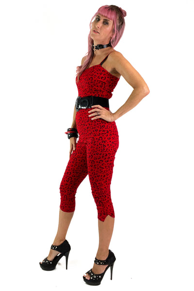 Red Heart Leopard Jumpsuit