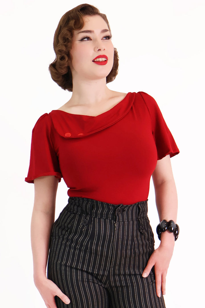 Dark Red Sass Circle Sleeve Top
