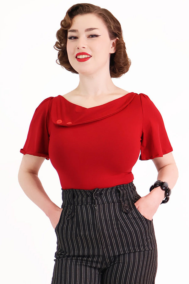 Dark Red Sass Circle Sleeve Top