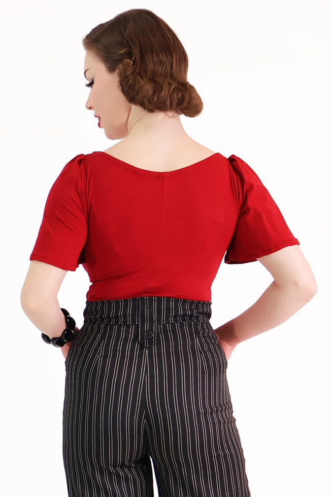 Dark Red Sass Circle Sleeve Top