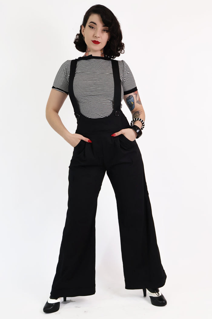 Black Suspender Swing Pants