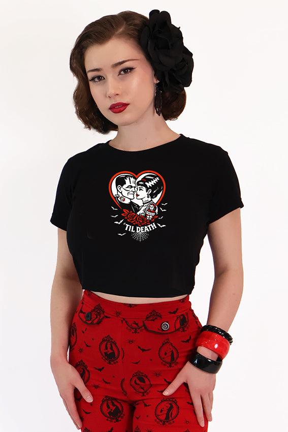 Till Death Crop Black Tee Shirt
