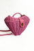 Pink Heart Rattan Handbag