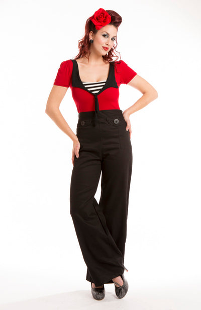 Black sailor pants - Bonsai Kitten retro clothing, pin up clothing