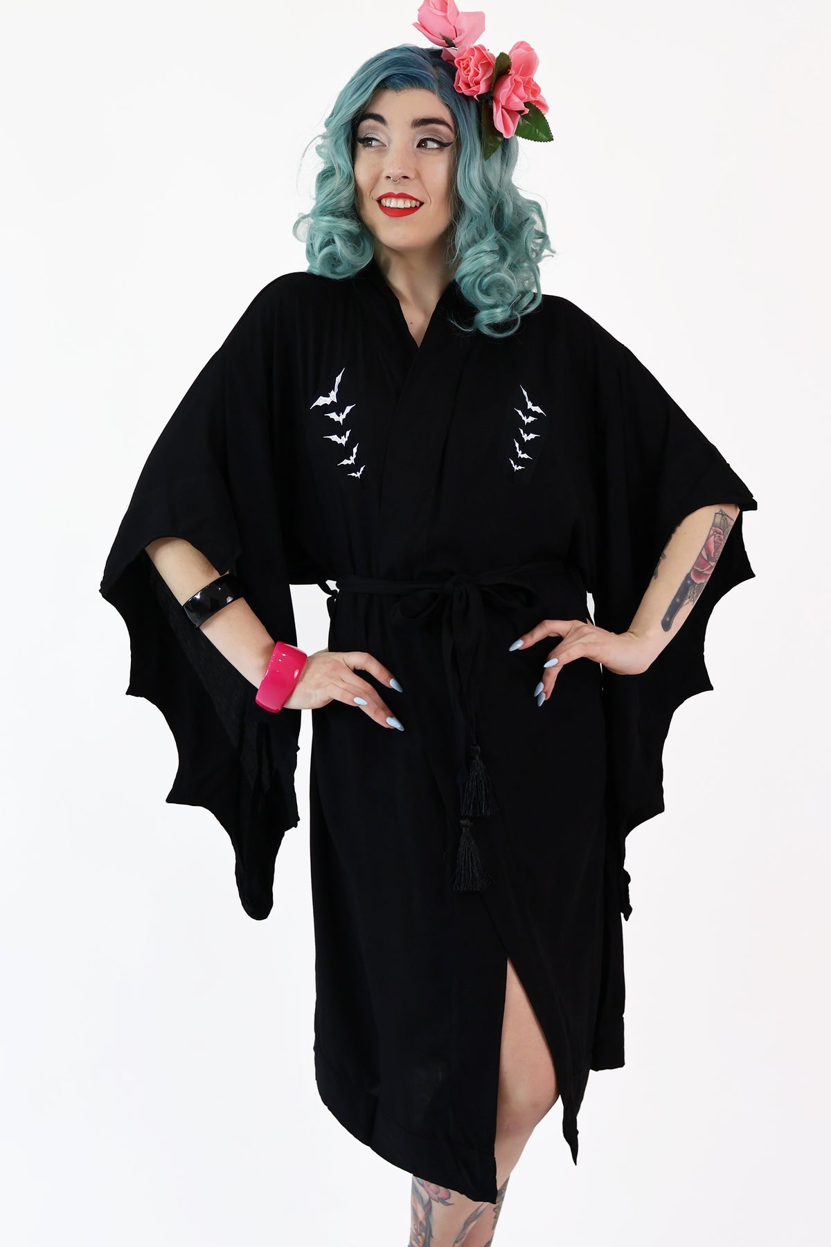 Nightfall Black Bat Vintage Robe - Bonsai Kitten