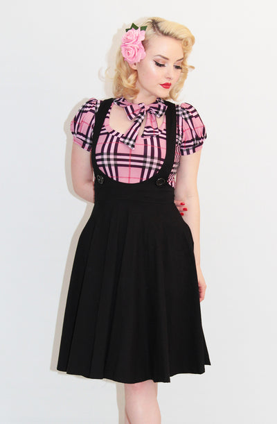 Black circle skirt pinafore - Bonsai Kitten retro clothing, pin up clothing