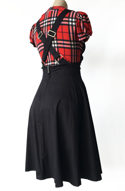 Black circle skirt pinafore - Bonsai Kitten retro clothing, pin up clothing