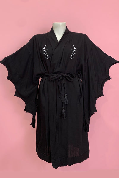Nightfall Black Bat Vintage Robe - Curvy