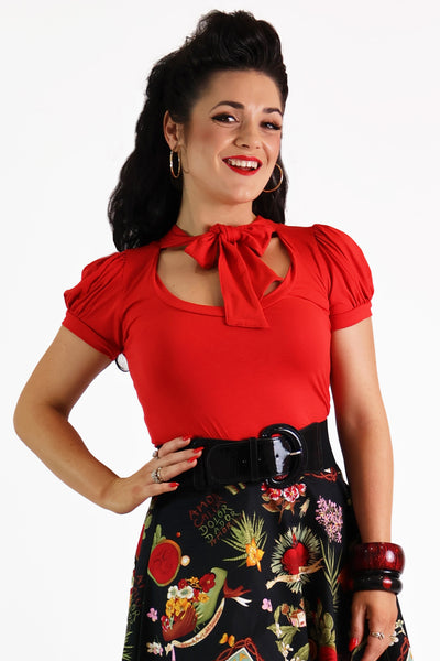 Retro Red Pussybow Top