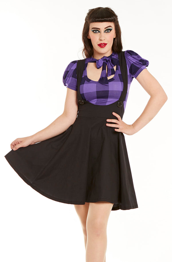 Black Retro Pencil Pinafore