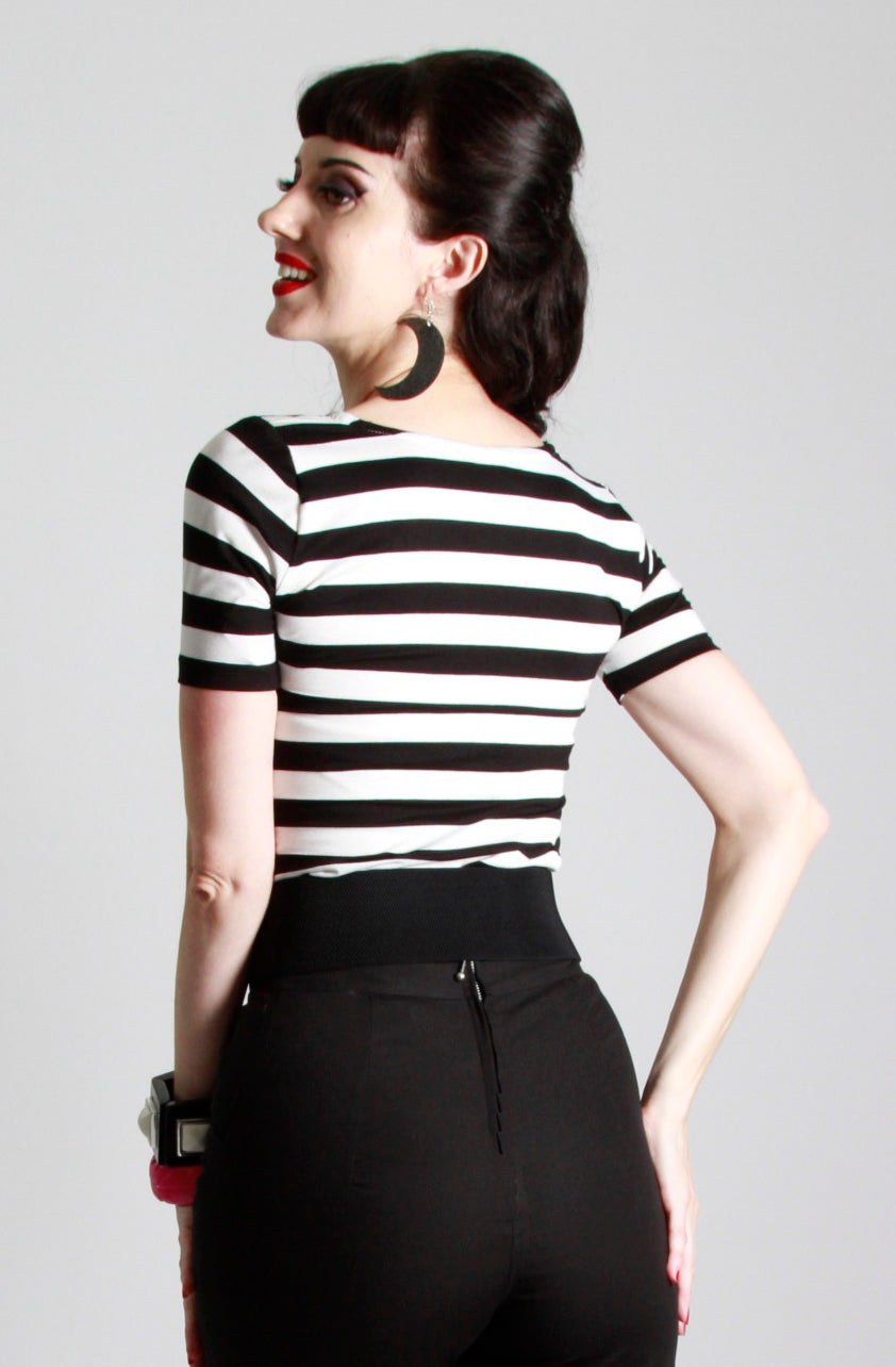 Black Stripe Audrey Tie Top